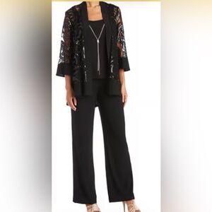 R&M Richards Black Beaded Evening Jacket Set NWOT